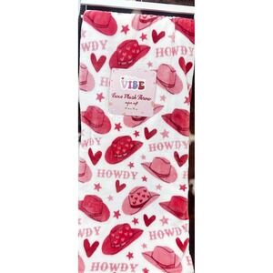 Valentine Vibe Luxe Plush Throw Blanket Pink Red Cowboy Hat Howdy Western 60x70